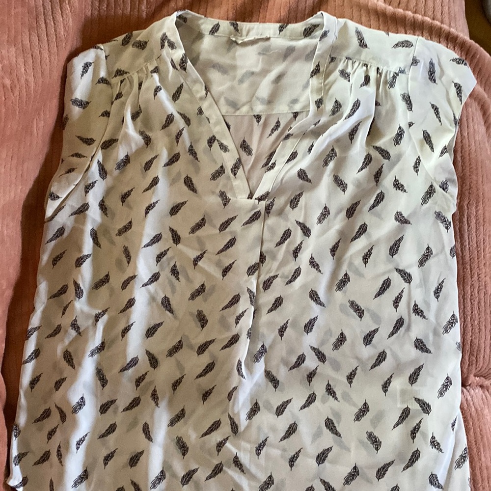 Fun to fun blouse. White with light pink feathers. used condition.